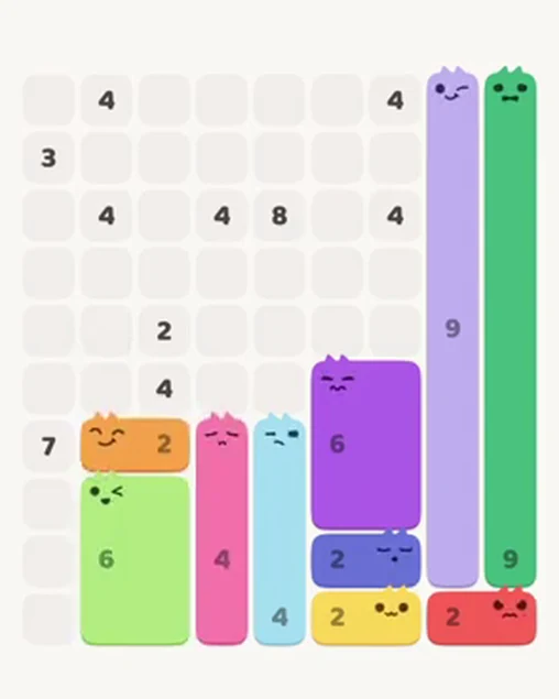 MeowBlock Level 17 after step 10, placing the 2-cell horizontal block at the lower-left area