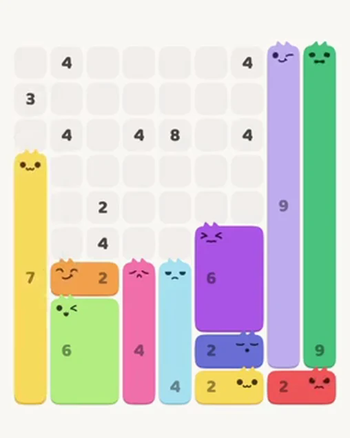 MeowBlock Level 17 after step 11, placing the 7-cell vertical block at the lower-left area