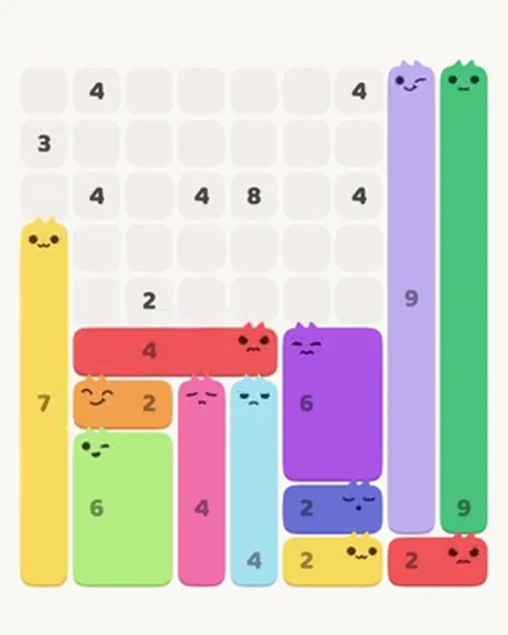 MeowBlock Level 17 after step 12, placing the 4-cell horizontal block at the middle center