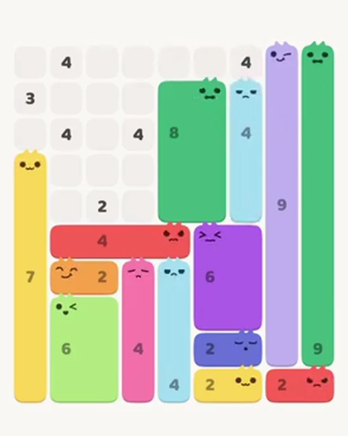 MeowBlock Level 17 after step 14, placing the 4-cell vertical block at the middle-right area