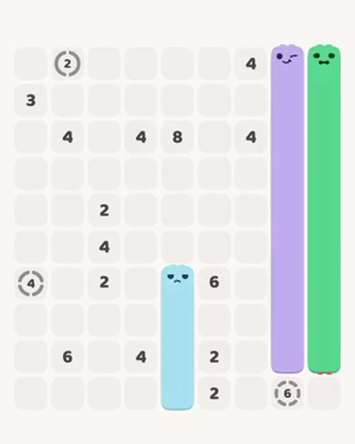 MeowBlock Level 17 after step 3, placing the 4-cell vertical block at the lower center