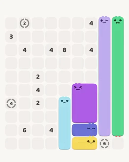 MeowBlock Level 17 after step 6, placing the 6-cell rectangular block at the lower-right area