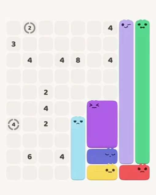 MeowBlock Level 17 after step 7, placing the 2-cell horizontal block at the lower-right area