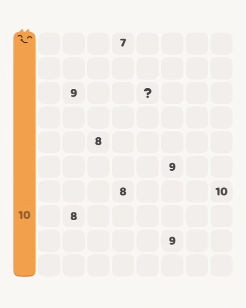 MeowBlock Level 170 after step 1, placing the 10-cell vertical block at the middle-left area