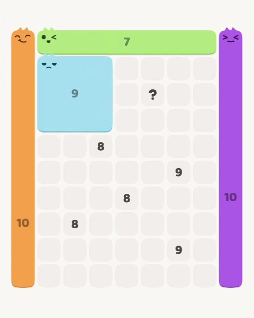 MeowBlock Level 170 after step 4, placing the 9-cell square block at the upper-left area