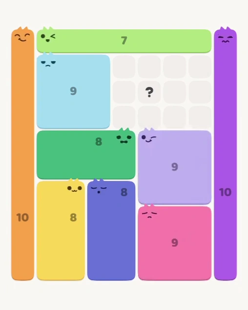 MeowBlock Level 170 after step 9, placing the 9-cell square block at the middle-right area