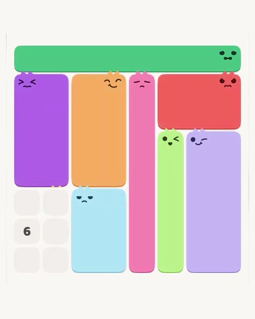 MeowBlock Level 171 after step 8, placing the 6-cell rectangular block at the lower center