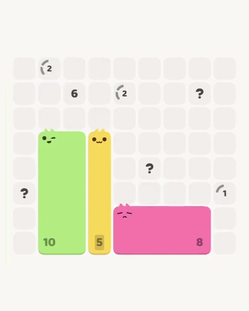 MeowBlock Level 172 after step 3, placing the 8-cell rectangular block at the lower-right area