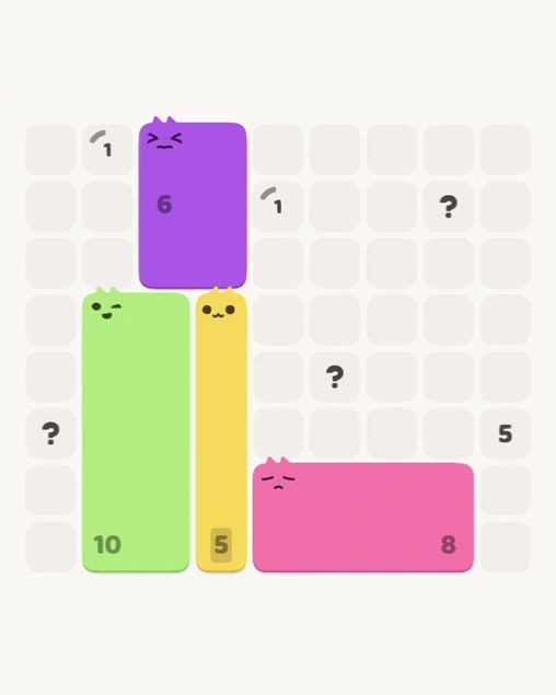 MeowBlock Level 172 after step 4, placing the 6-cell rectangular block at the upper center