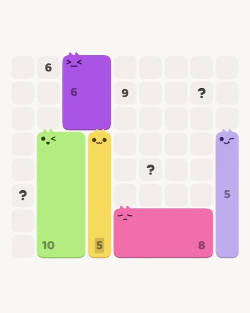 MeowBlock Level 172 after step 5, placing the 5-cell vertical block at the lower-right area