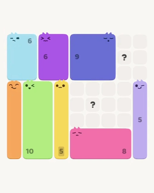 MeowBlock Level 172 after step 8, placing the 5-cell vertical block at the lower-left area