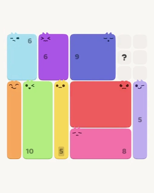 MeowBlock Level 172 after step 9, placing the 12-cell rectangular block at the middle-right area