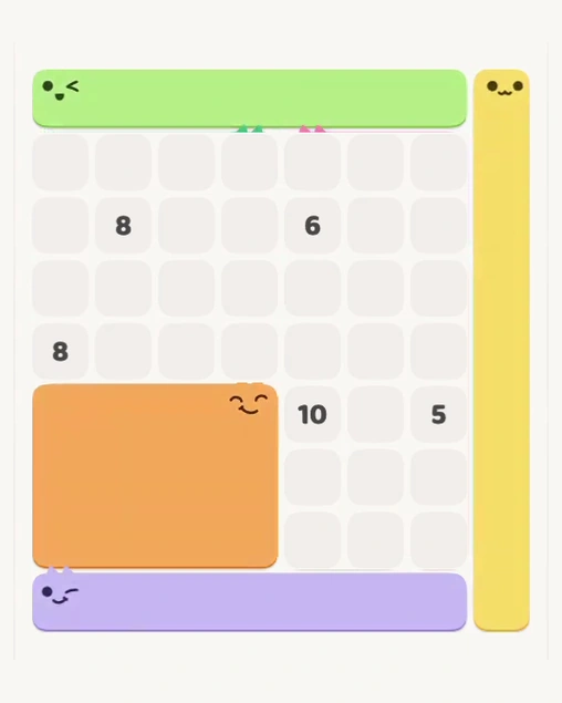 MeowBlock Level 173 after step 4, placing the 12-cell rectangular block at the lower-left area
