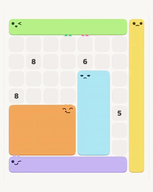MeowBlock Level 173 after step 5, placing the 10-cell rectangular block at the lower-right area
