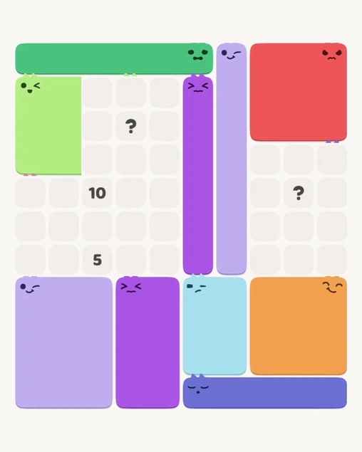 MeowBlock Level 174 after step 10, placing the 6-cell vertical block at the middle center