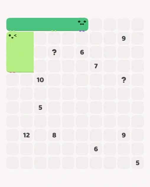 MeowBlock Level 174 after step 2, placing the 6-cell rectangular block at the upper-left area