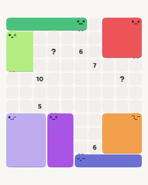 MeowBlock Level 174 after step 7, placing the 9-cell square block at the lower-right area