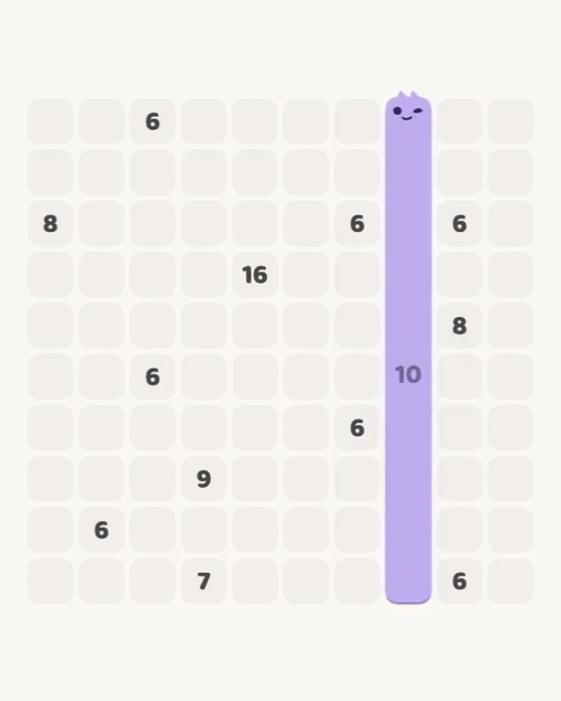 MeowBlock Level 175 after step 1, placing the 10-cell vertical block at the middle-right area