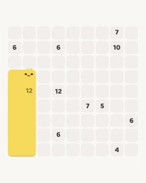 MeowBlock Level 176 after step 1, placing the 12-cell rectangular block at the lower-left area