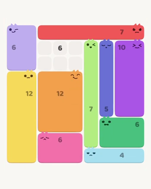 MeowBlock Level 176 after step 10, placing the 9-cell square block at the lower center