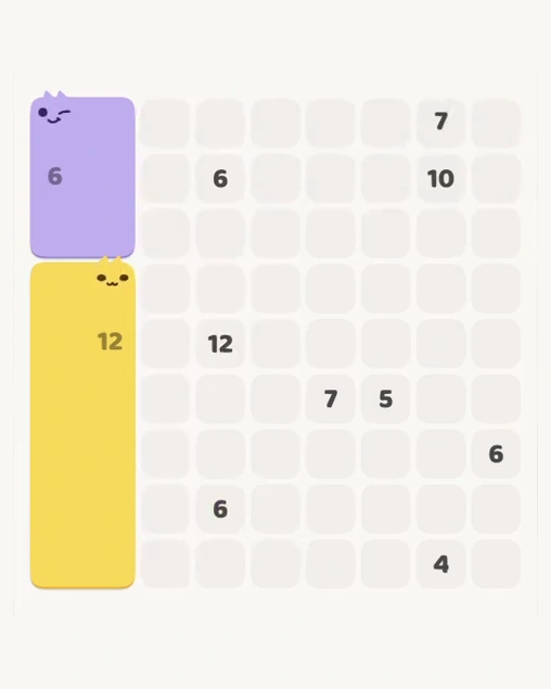 MeowBlock Level 176 after step 2, placing the 6-cell rectangular block at the upper-left area