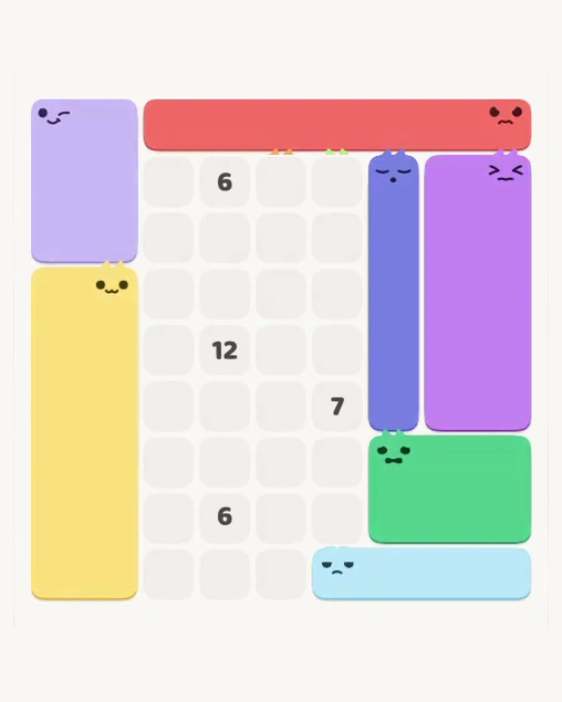 MeowBlock Level 176 after step 7, placing the 5-cell vertical block at the middle-right area