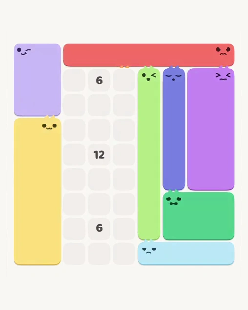 MeowBlock Level 176 after step 8, placing the 7-cell vertical block at the middle-right area