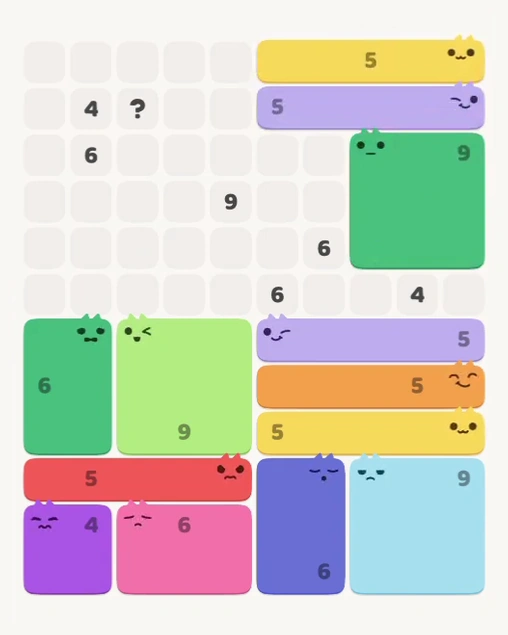 MeowBlock Level 177 after step 13, placing the 9-cell square block at the upper-right area