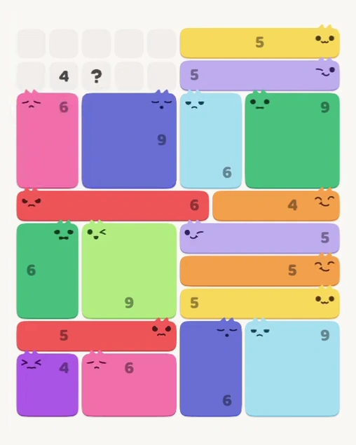 MeowBlock Level 177 after step 18, placing the 6-cell rectangular block at the upper-left area