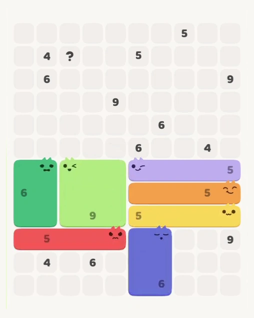 MeowBlock Level 177 after step 7, placing the 6-cell rectangular block at the lower center