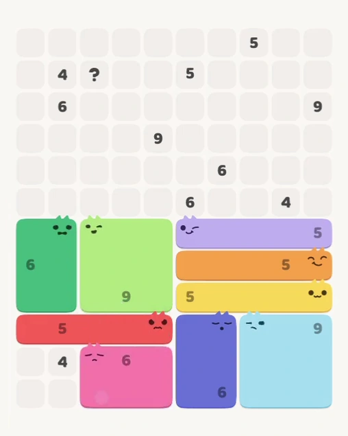 MeowBlock Level 177 after step 9, placing the 6-cell rectangular block at the lower center
