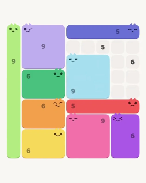 MeowBlock Level 179 after step 10, placing the 5-cell horizontal block at the upper-right area
