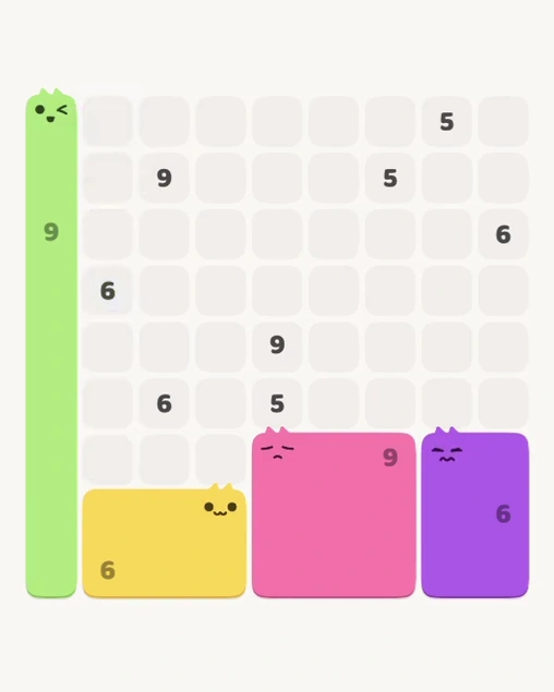 MeowBlock Level 179 after step 4, placing the 6-cell rectangular block at the lower-right area