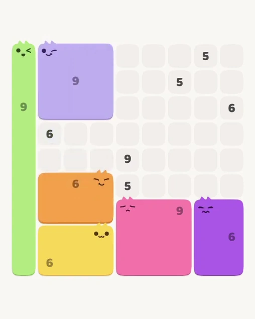 MeowBlock Level 179 after step 6, placing the 6-cell rectangular block at the lower-left area
