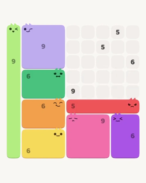 MeowBlock Level 179 after step 8, placing the 5-cell horizontal block at the lower-right area