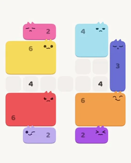 MeowBlock Level 18 after step 8, placing the 3-cell vertical block at the middle-right area