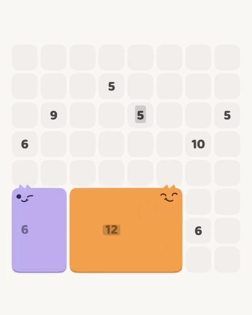 MeowBlock Level 181 after step 2, placing the 6-cell rectangular block at the lower-left area