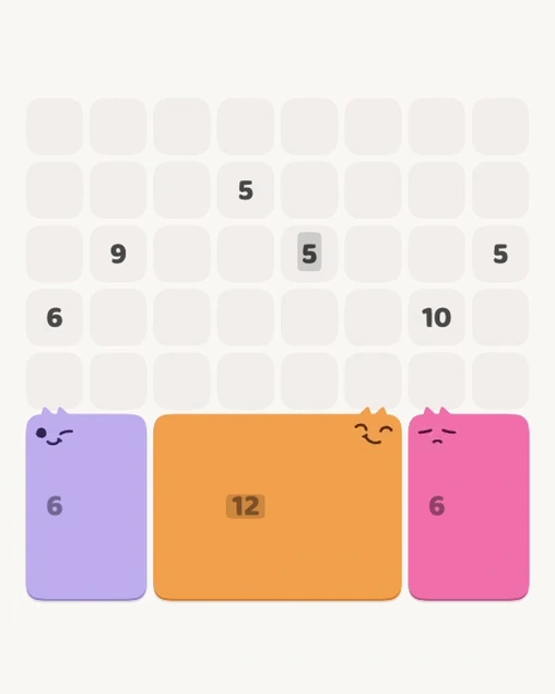 MeowBlock Level 181 after step 3, placing the 6-cell rectangular block at the lower-right area