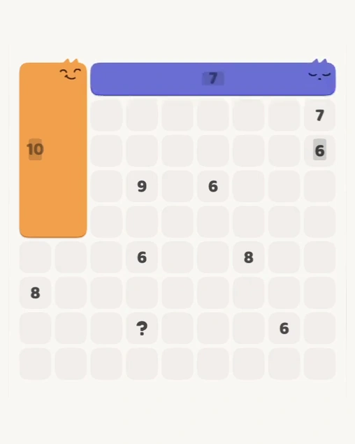 MeowBlock Level 182 after step 2, placing the 7-cell horizontal block at the upper-right area