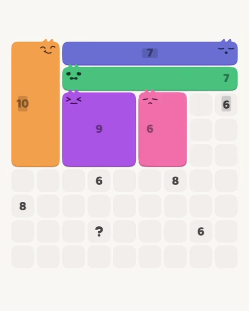 MeowBlock Level 182 after step 5, placing the 6-cell rectangular block at the middle-right area