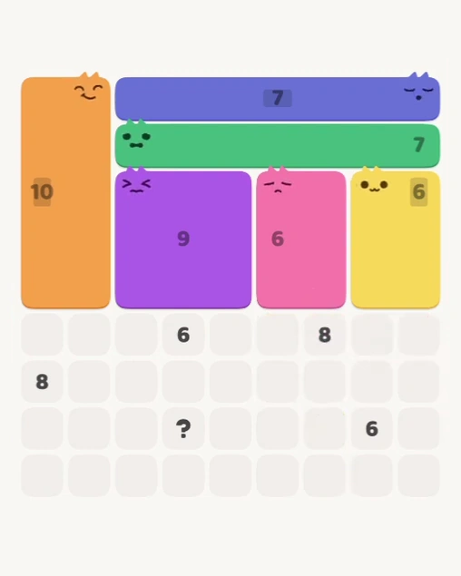 MeowBlock Level 182 after step 6, placing the 6-cell rectangular block at the middle-right area