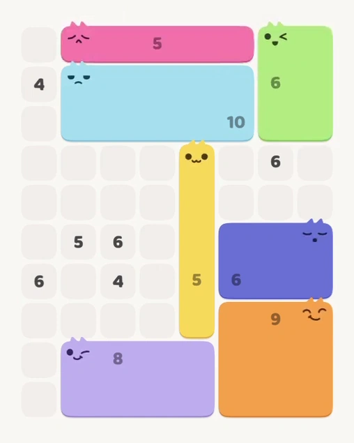 MeowBlock Level 183 after step 7, placing the 5-cell horizontal block at the upper center