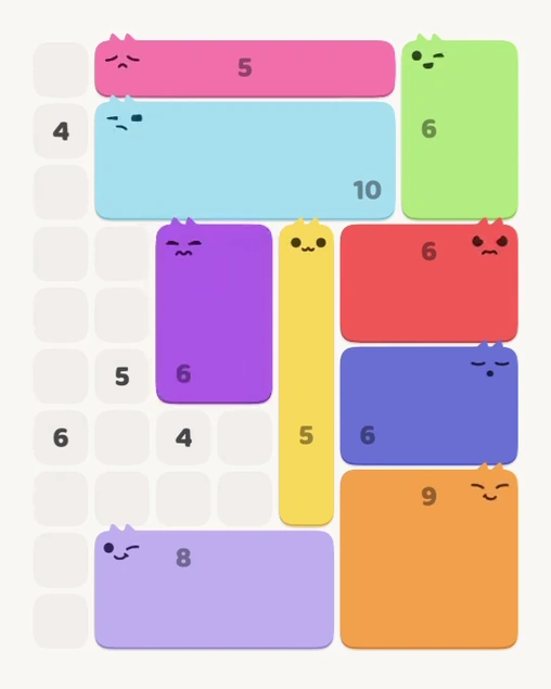 MeowBlock Level 183 after step 9, placing the 6-cell rectangular block at the middle center