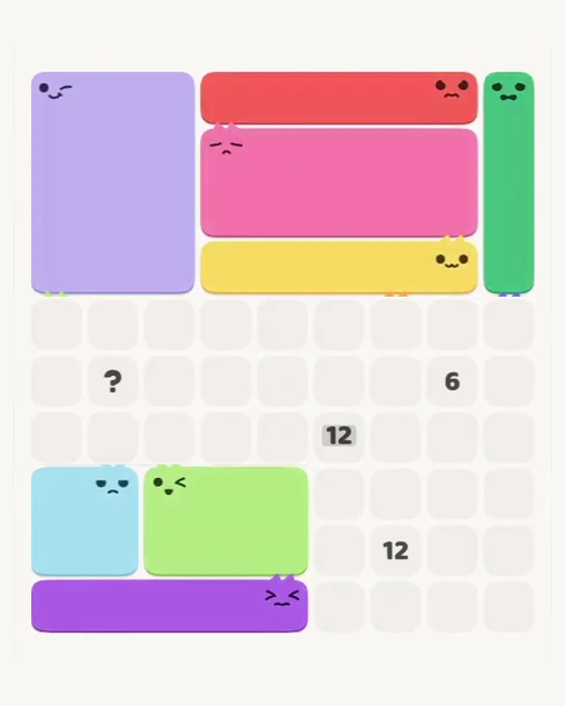 MeowBlock Level 184 after step 8, placing the 6-cell rectangular block at the lower center