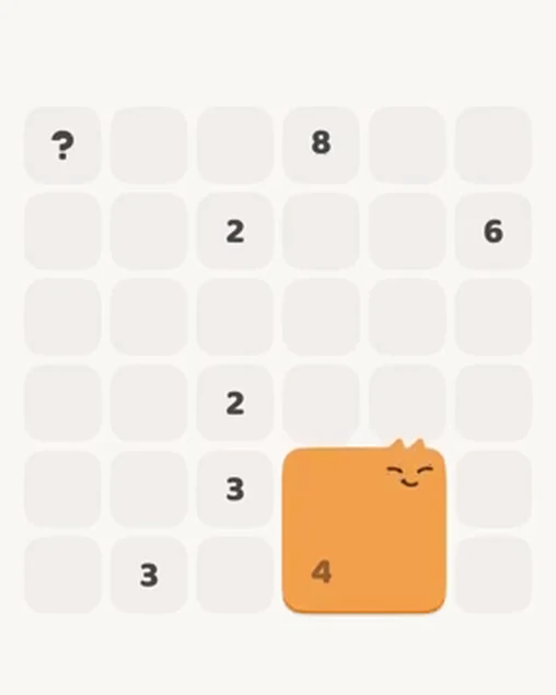 MeowBlock Level 19 after step 1, placing the 4-cell square block at the lower-right area