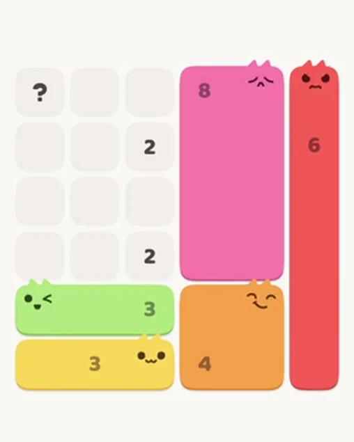 MeowBlock Level 19 after step 5, placing the 3-cell horizontal block at the lower-left area