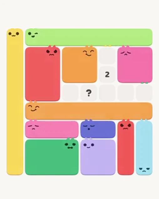MeowBlock Level 20 after step 12, placing the 4-cell square block at the upper center