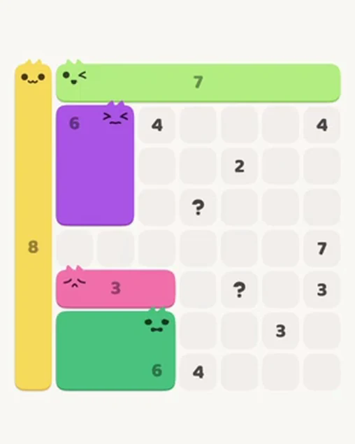 MeowBlock Level 20 after step 5, placing the 3-cell horizontal block at the lower center