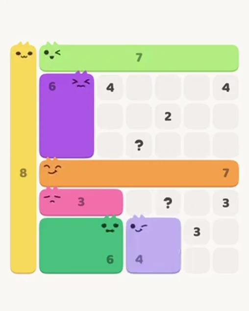 MeowBlock Level 20 after step 7, placing the 4-cell square block at the lower-right area