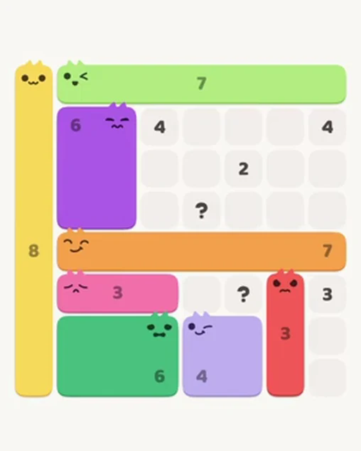 MeowBlock Level 20 after step 8, placing the 3-cell vertical block at the lower-right area
